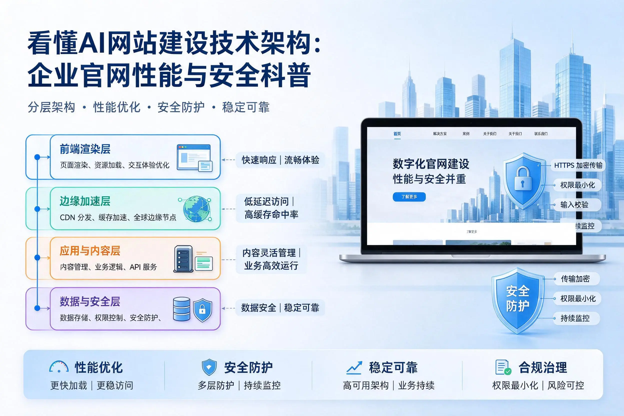 看懂AI网站建设技术架构：滁州企业官网性能与安全科普