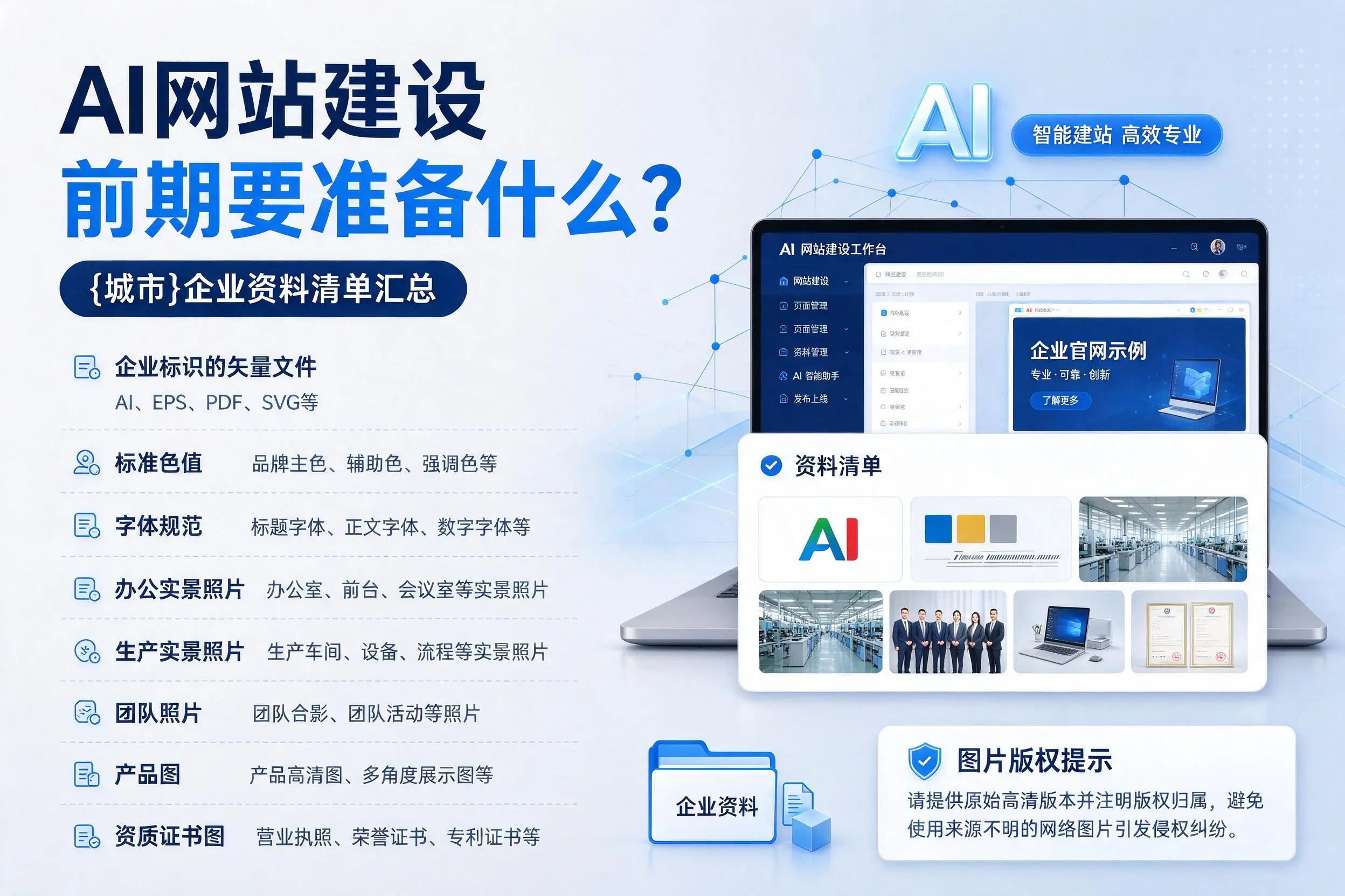 AI网站建设前期要准备什么？滁州企业资料清单汇总