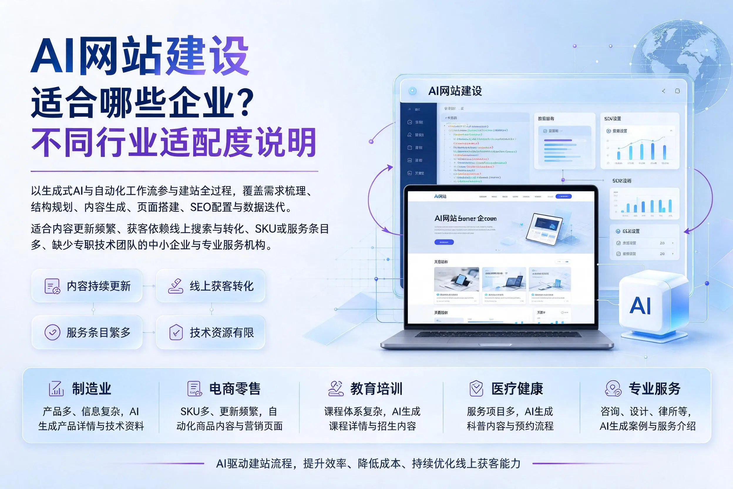 AI网站建设适合哪些企业?滁州不同行业适配度说明